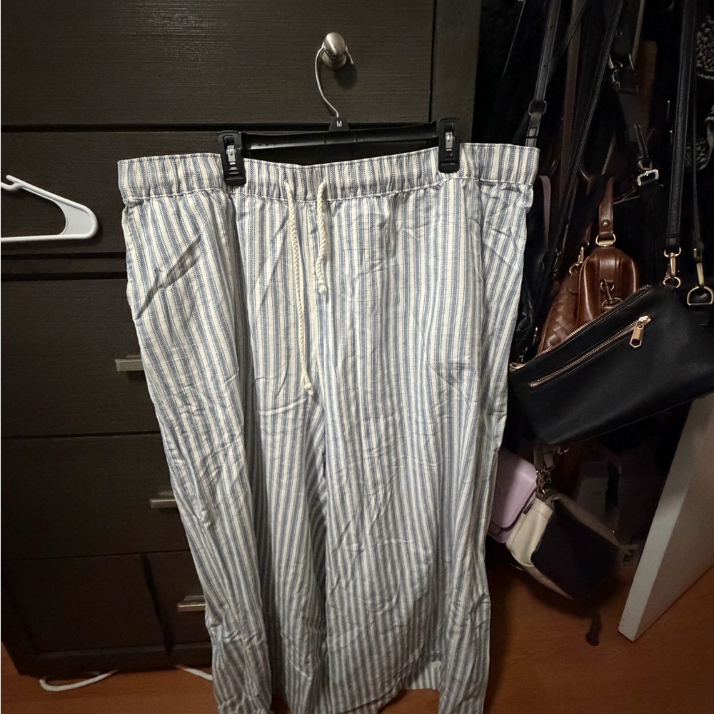 Torrid Blue and White Striped Wide Leg Pants